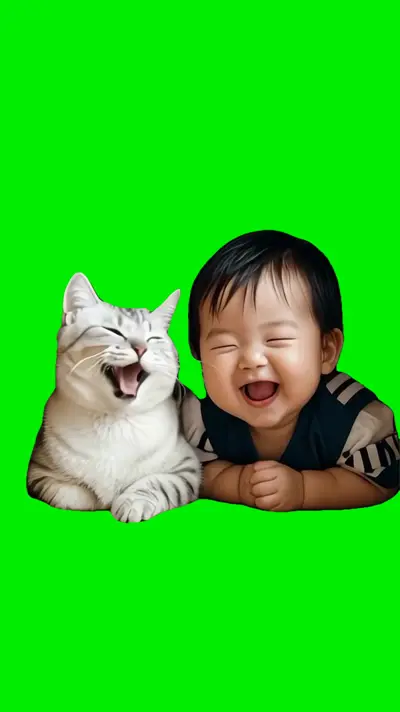 Cat Baby Laugh green screen meme