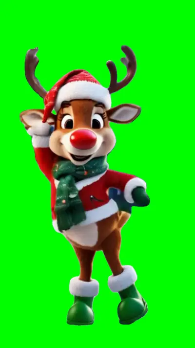 Red Reindeer Dancing green screen meme