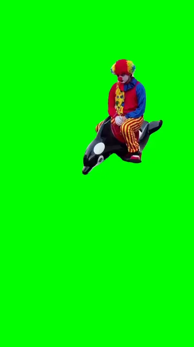 Sad Clown Riding Dolphin green screen meme