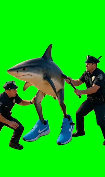Shark Brainrot green screen meme