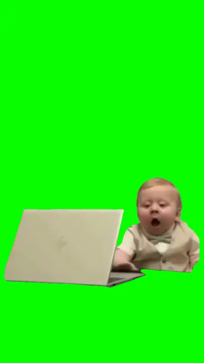 Tired Baby On Laptop green screen meme
